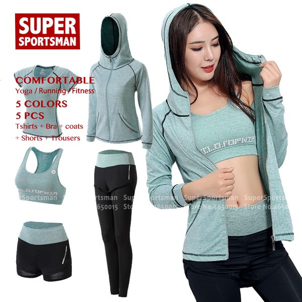 

running yoga sets sport t-shirt jogging suits women bra sportswear fitness tights gym leggings active coats workout clothes, White;black