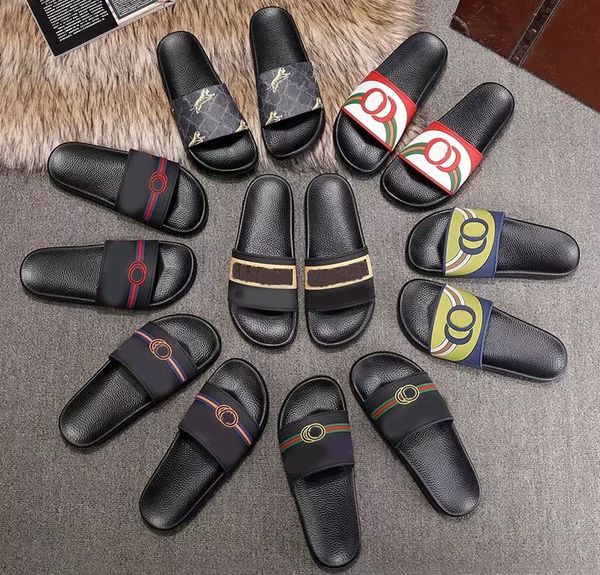 

designer shoes slides summer beach indoor flat g sandals slippers house flip flops with spike sandals size 35-45 with box gu05, Black