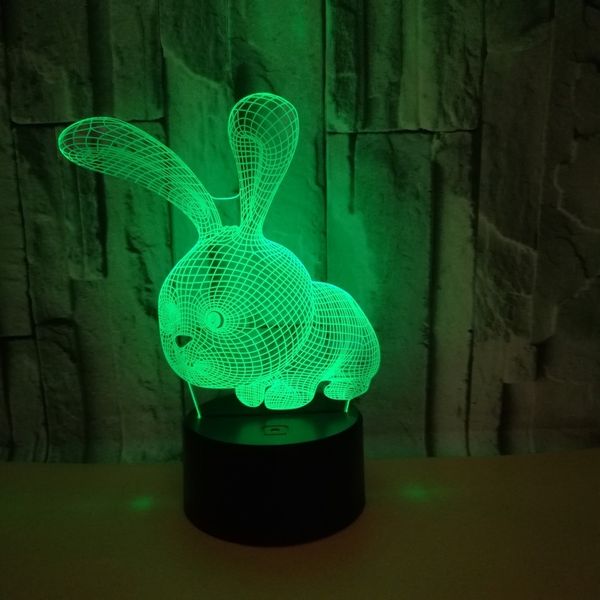 

2018 foreign trade new pattern small rabbit 3d lamp colorful touch remote control led vision decoration 3d small night-light