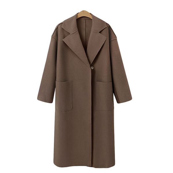 

fashion coat women solid long sleeve casual outwear cardigan coat woolen overcoat manteau femme abrigos mujer invierno 2019, Black