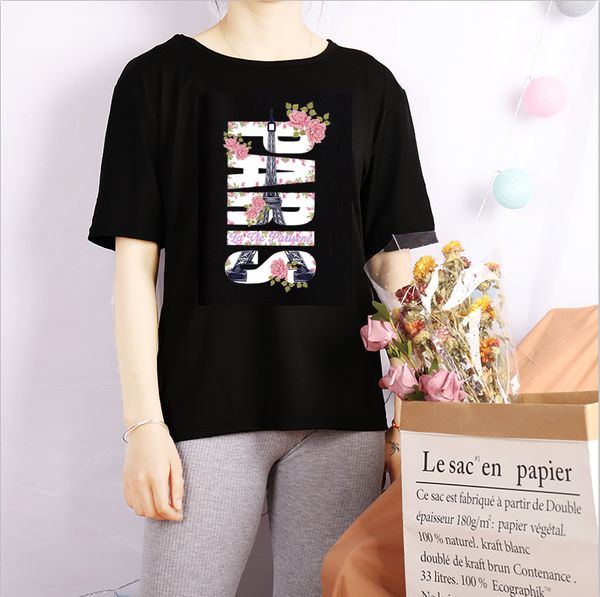 

men & women t-shirts 20ss new fashion style paris print crew neck t-shirt casual women loose short sleeves tee white color size m-4xl