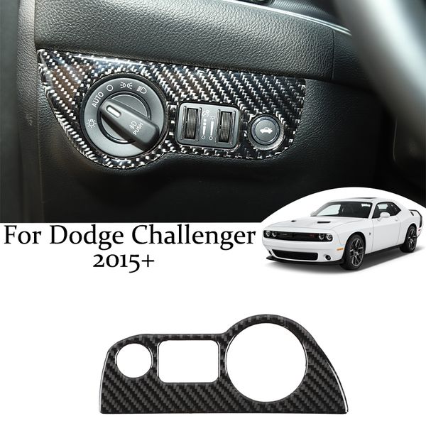 Carbon Fiber Farol Panel Switch adesivo decorativo para Dodge Challenger 2015+ Factory Outlet Car Acessórios Interior