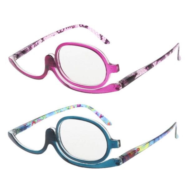 

women makeup reading glasses rotatable flip make up eye glasses presbyopic +1.00/+1.50/+2.00/+2.50/+3.00/+3.50/+4.00, Silver