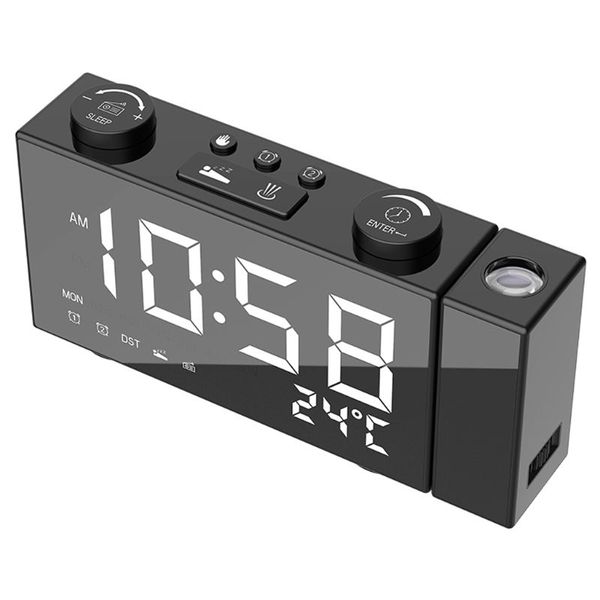 

led digital fm radio projection alarm clock snooze timer temperature display with usb charge cable home decor 72xf