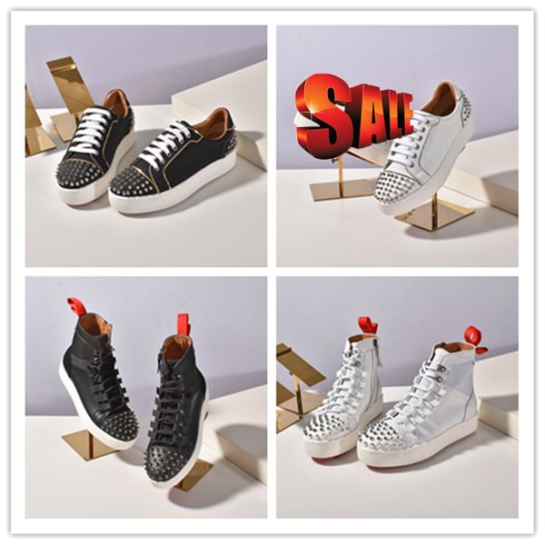

wholesale new krystal spike sock donna sneakers designer mens red bottoms shoes womens rivet flat shoes, Black