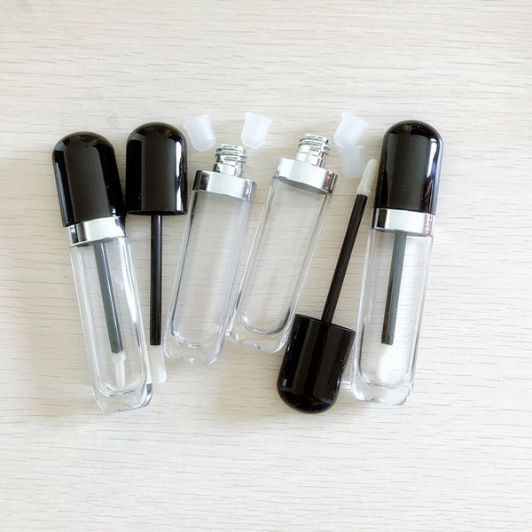 

empty 8ml lipstick tube lip gloss container tube brush black cap plastic small lip balm tube refillable pot f20171026