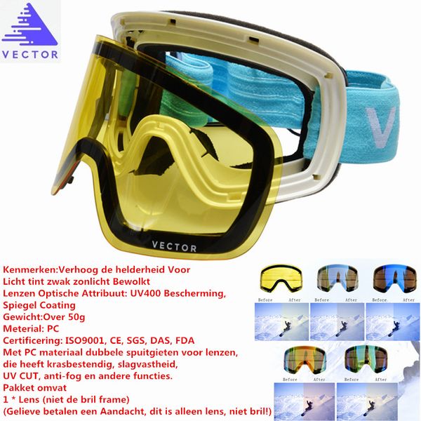 

skiing goggles lens glasses weak light tint weather cloudy brightening lens anti-fog uv400 for hb 108 (only lens
