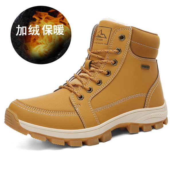 

2019 big size 39-45 winter mens boots men casual fahsion snow men ankle boots leather for shoes a9718, Black
