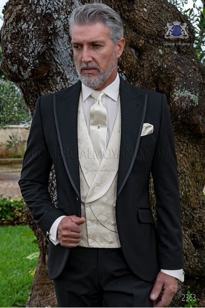 

fashion black groom tuxedos peak lapel groomsmen mens wedding dress 2019 style man jacket blazer 3 piece suit(jacket+pants+vest+tie) 1088, Black;gray