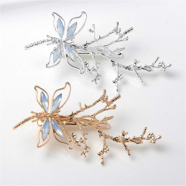 

Vintage Dragonfly Hairpins Hair Clip Rhinestone Tree Branches Leaf Hairpin Headpieces For Women Hair Accessories Bridal Headdress