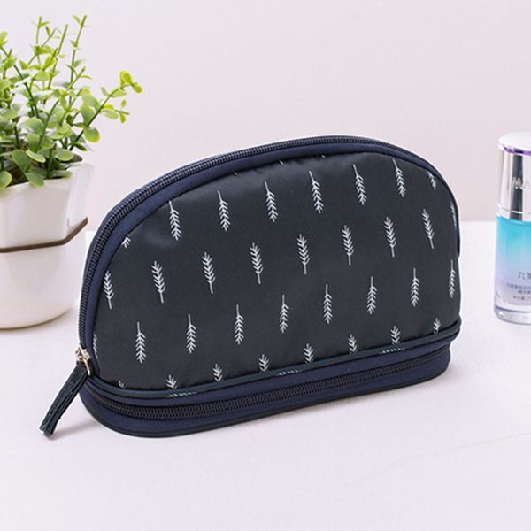 

double layer makeup bag multi use waterproof travel organizer cosmetic floral print storage case large capacity tear resistant