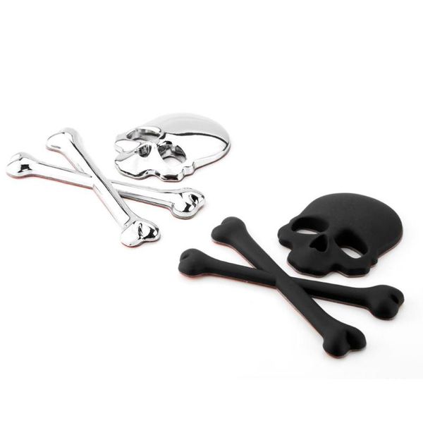 

car decoration dolls car metal personalized skull label skull stickers ghost head 3d tail decoration stickers