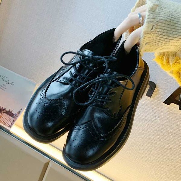 

shoes woman flats 2019 fashion women's round toe oxfords british style casual female sneakers all-match dress modis black
