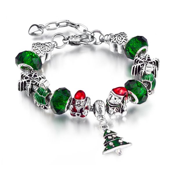 

christmas series bracelet cute little bear alloy big hole beads handmade bracelet ladies charm jewelry, Black