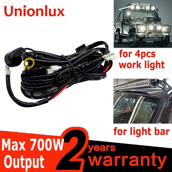 

1 to 4 auto led light bar work light wire 72w-500w 12v 24v 40a wiring harness relay cable for fog driving offroad led work lamp