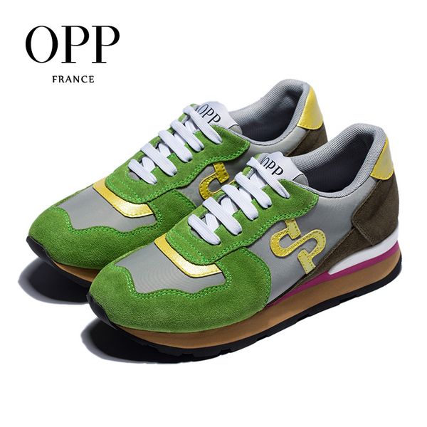 

opp women's shoes wild sneakers leather casual travel lace-up shoes women's fashion non-slip running, Black