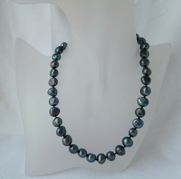 

varitions 11-12mm baroque freshwater pearl necklace disco screw clasp, Silver