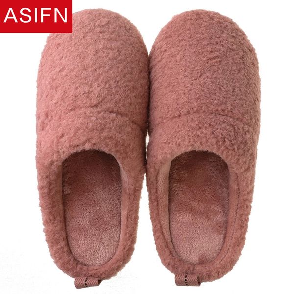 

asifn women cotton slippers plush winter men's thick-soled male couple indoor home household simple non-slip warm cotton modis, Black