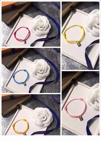 

handmade rope with silver lock bracelet charm titanium stainless steel many colors rope jewelry drop shipping, Golden;silver