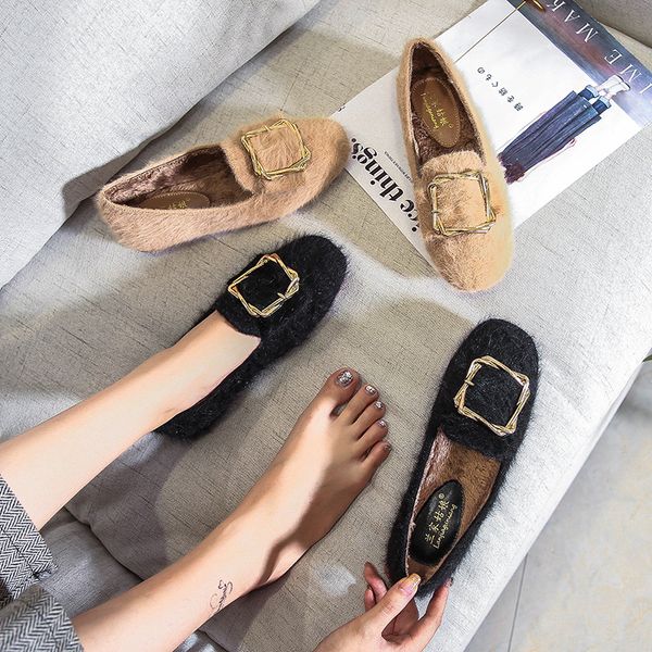 

boat shoe moccasin shoes loafers with fur casual female sneakers shose women square toe 2019 fashion women's slip-on moccasins, Black