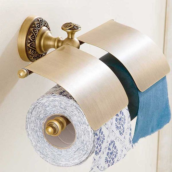

Antique Brass Paper Holder Bathroom Wall Mounted Toilet Roll Paper Holder Bar Double Bar Toilet Paper Tissue Rack
