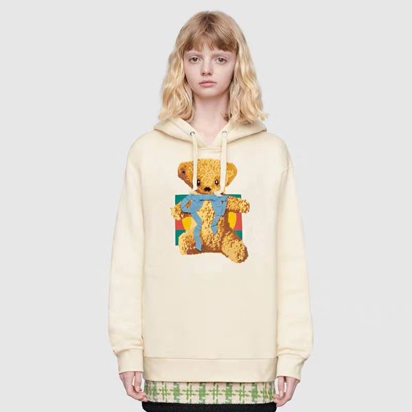 

2019 new arrival teddy bear embroidered hoodie fashion brand designer long sleeve womens hoodie luxury hoodie b101886y, Black