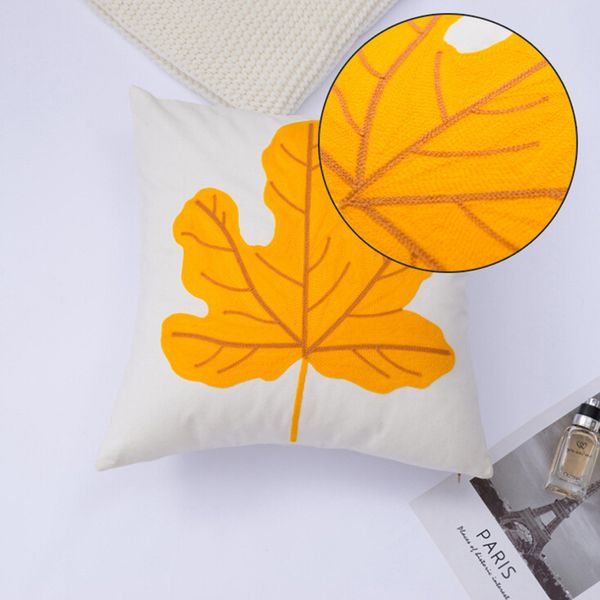 

customizable logo handmade embroidery leaf series canvas hug pillowcase