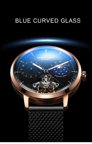 

skeleton mechanical watch men automatic classic rose gold male chronograph wrist watches reloj hombre masculine 2020, Slivery;brown