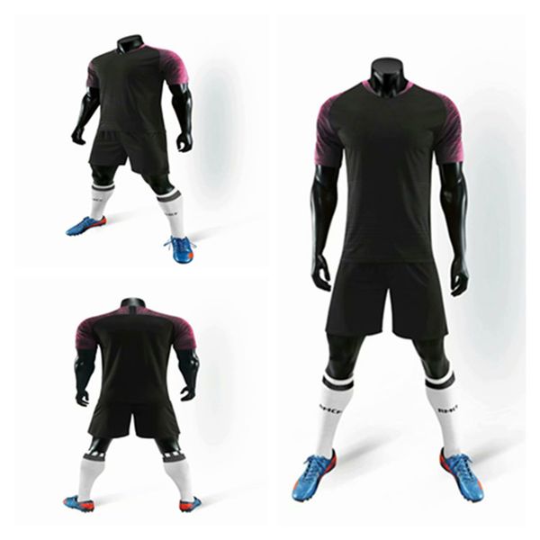 

new soccer jersey shorts home away football kits blue durable outdoor shirt set breathable men suit sale, Black