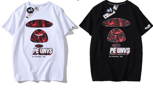 

2020 new lovers mens womenswear designer cotton t-shirt summer round neck cartoon fashion elements, White;black