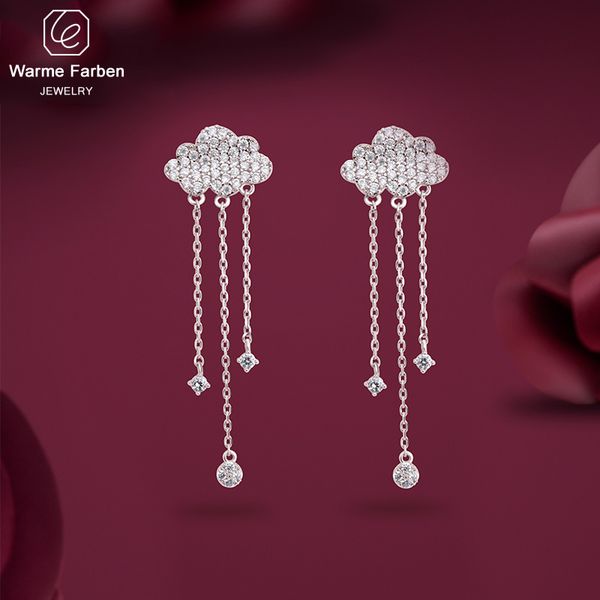 

warme farben 2019 fashion jewelry earring 925 sliver pin cloud shape long tassel sliver drop earrings for party brincos, Golden;silver