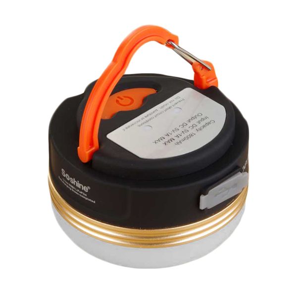 

soshine cb2 1800mah outdoor camping light portable circle shape tent lantern led walking hanging lamp black+white+orange
