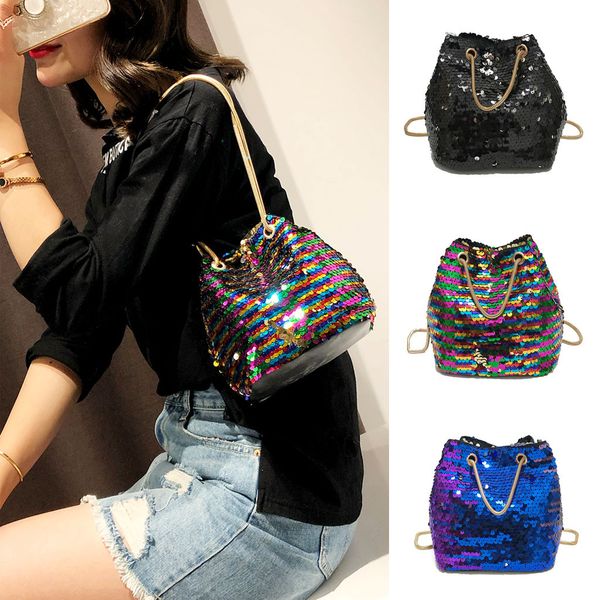

women girl sequins chain colorful shoulder bags travel crossbody bags for women princess bling handle bag bolsa feminina