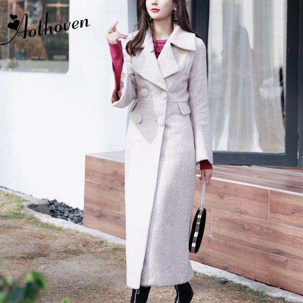 

2018 winter classical beige coat british new design brand trench elegant vintage womens flare sleeve long trench, Tan;black