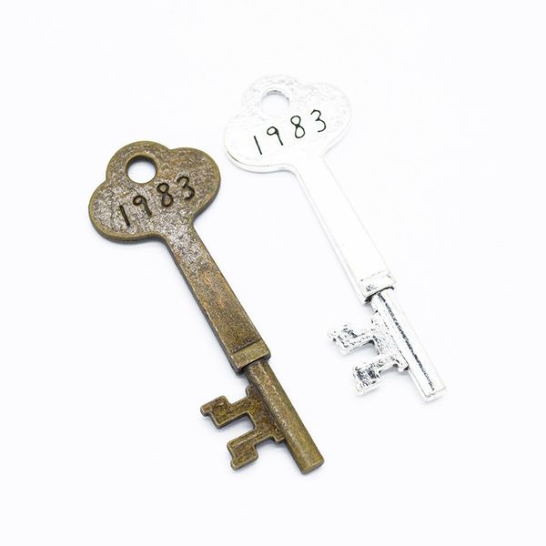 

100pcs 1983 key charms pendant large size 66x24mm antique color for diy craft handmade, Bronze;silver