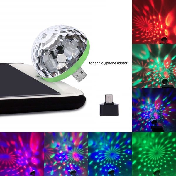 

usb laser light mini rgb led disco ball shape stage effect convenient for party club dj light mobile phone pc power bank