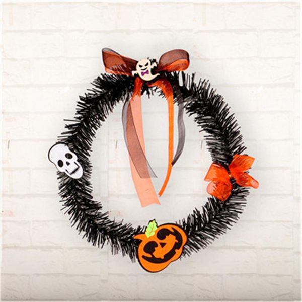 

28cm halloween large wreath door christmas handmade wall ornament garland decoration pumpkin skull owknot decor wreaths 2019