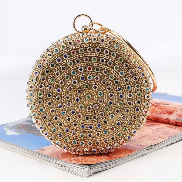 

fashion colorful diamond women evening bag designer round ball handbag luxury gold clutch purse chain shoulder crossbody bags