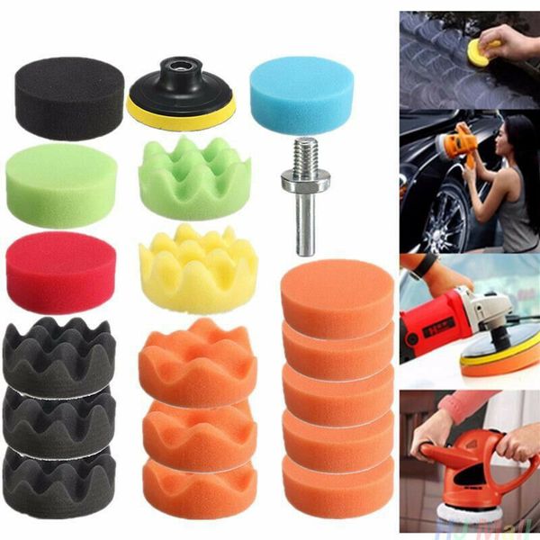 

19pcs/set 3" inch car polishing buffer pad set kit drill adapter car accessories interior sponge polish decoration tool