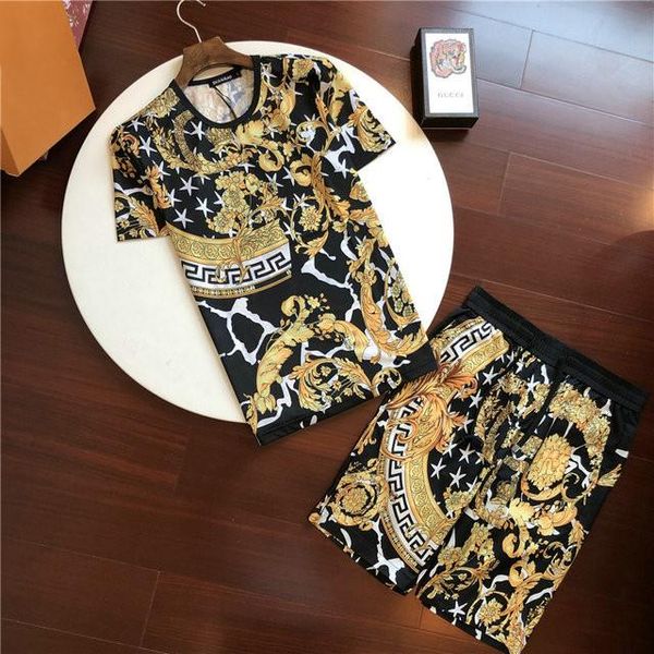 

new fashion running men's sports short sleeve suit letter leisure clothing sports suit luxury fashion suit, Gray