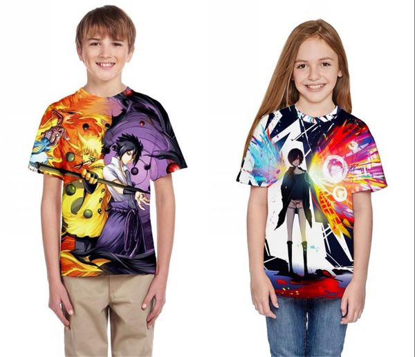 

naruto kids summer t-shirt hip hop casual beach tee shirts novelty girls boys anime t shirts big size cool streetwear, Blue