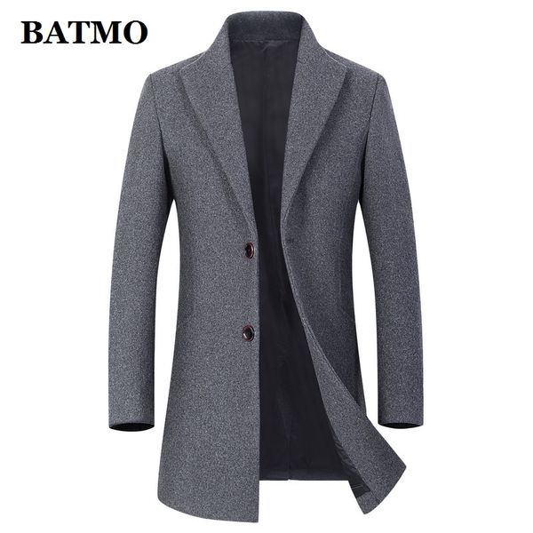 

batmo 2019 new arrival autumn&winter wool casual trench coat men,men's wool jackets ,1909, Black