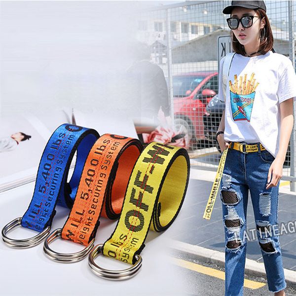 

harajuku embroidery canvas letter double ring buckle long belt female belts for women luxury designer brand belts
