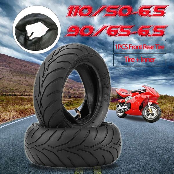 

front rear tire+inner tube 90/65/6.5 110/50/6.5 for 47cc 49cc mini pocket bike c44