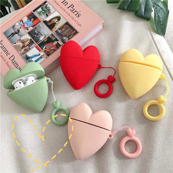 Custodia per auricolari per AirPods 2 1 punte per cuffie Custodia protettiva in silicone Love Heart per AirPods