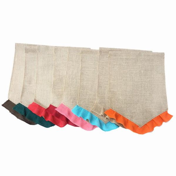2019 Blank Burlap Flag Diy Jute Ruffles Garden Flags Portable