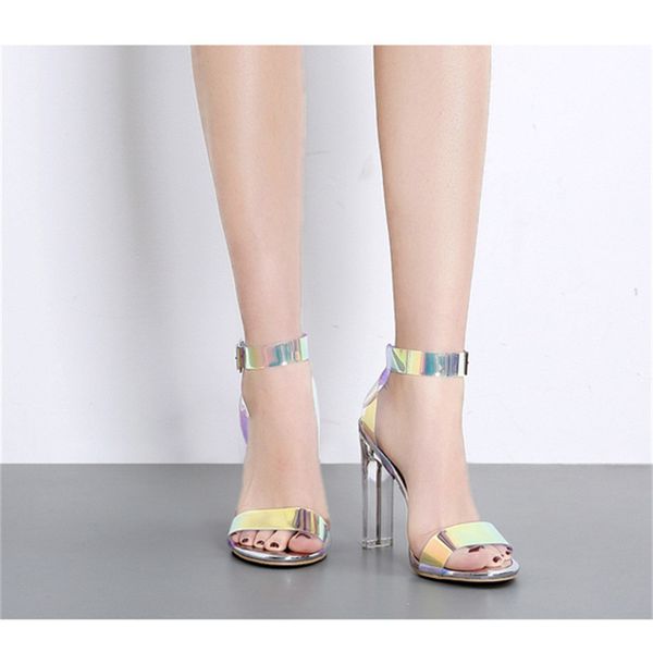 

woman sandals nice fashion clear high heel sandals summer shoes women buckle strap platform casual shoes, Black