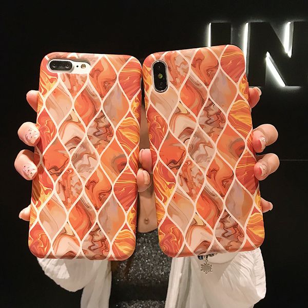 

for iphone xs max x xr cell phone cases orange marbling for iphone 7 8 6 plus brand liquid silicone soft phone case