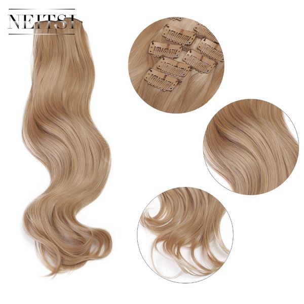 

neitsi 22'' 7pcs/set curly clip in synthetic hair extensions 18#, Brown