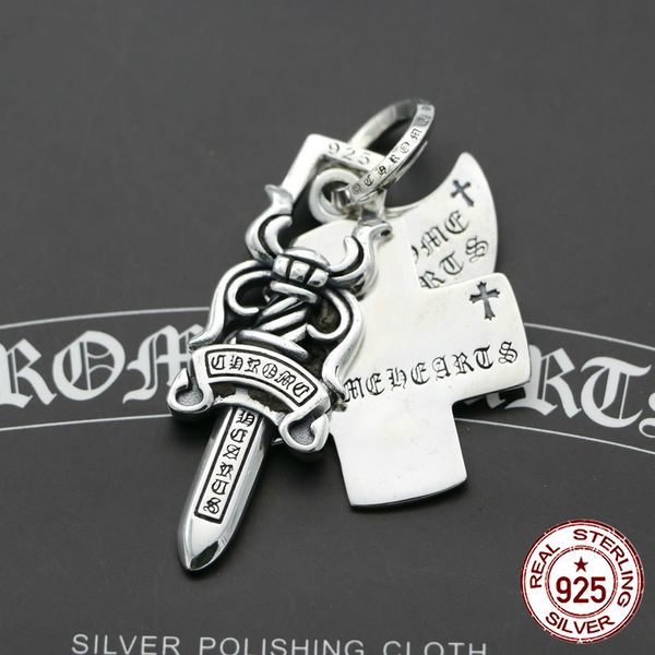 

100% 925 sterling silver pendant personality fashion classic punk jewelry generous simple wild cross holy sword shape to send